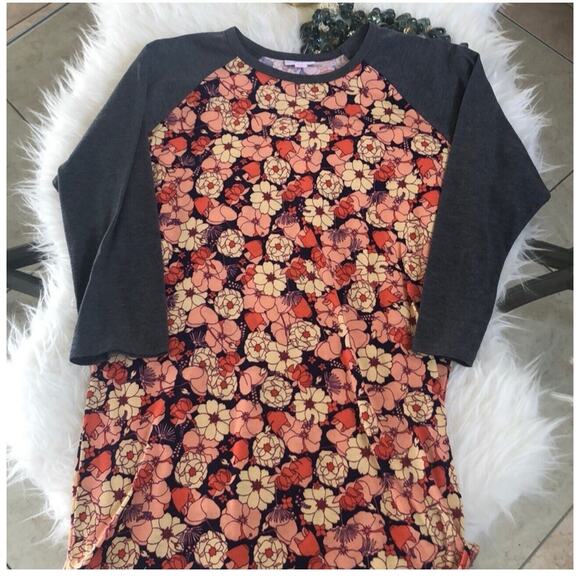 LuLaRoe Randy‎ 3/4 sleeve baseball tee floral print Shirt Women’s Size S - Picture 2 of 5